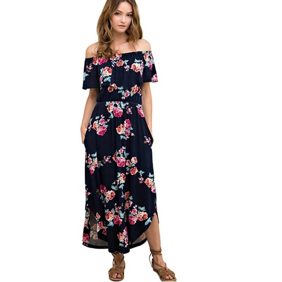 floral knit maxi dress